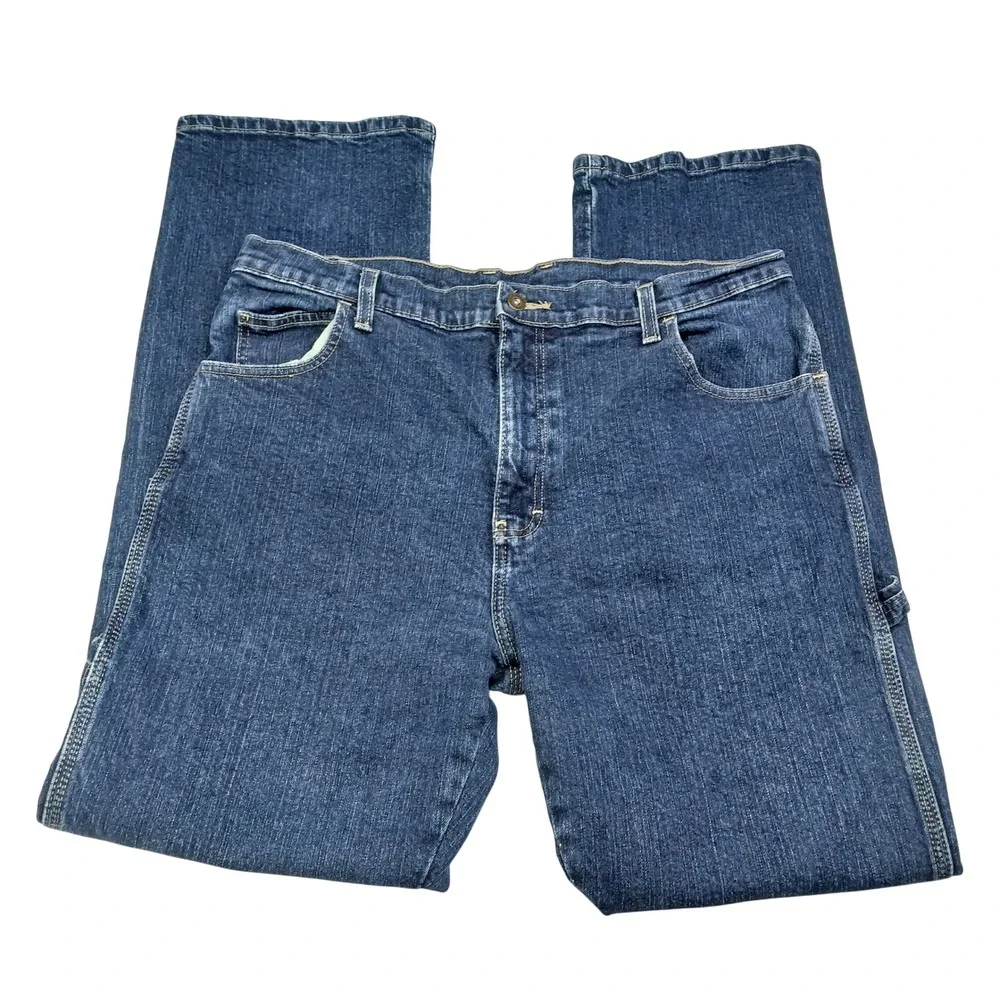 Genuine Dickies Mens Carpenter Jeans Dark Wash Blue Stretch Denim 36x32 1515